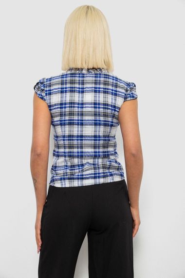 Блуза в клітину, колір синій, 230R2502 | Зображення 3