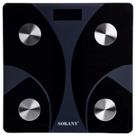 Смарт ваги електронні Sokany 26х26 см до 180 кг з Bluetooth Чорний SK-19029B