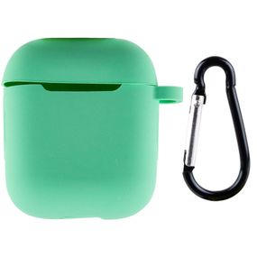 Силиконовый футляр New с карабином для наушников Airpods 1/2 Зеленый / Spearmint