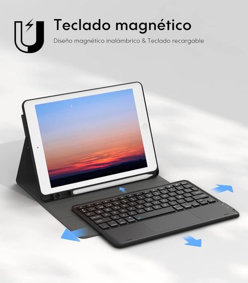 Чохол з Bluetooth клавіатурою для iPad 10.2" 9, 8, 7 покоління, Pro 10.5", Air 3, Earto з тачпадом QWERTY, захист для планшету | Зображення 5