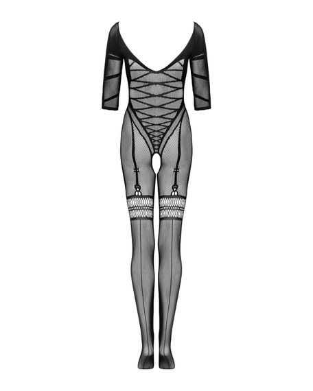 Сітчастий бодістокінг з імітацією підв’язок Obsessive Bodystocking G329 S/M/L, black, з доступом | Зображення 5