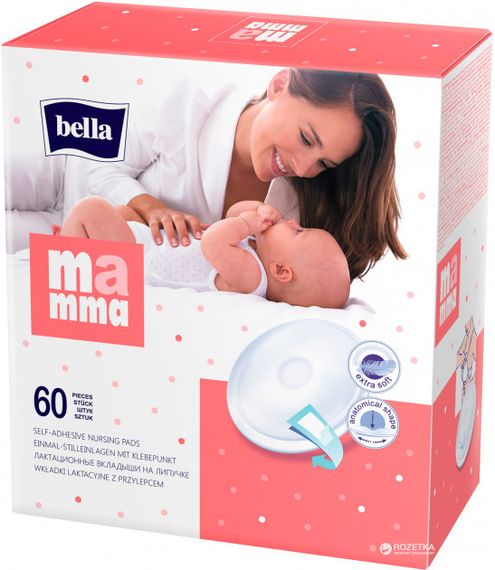 Лактаційний вкладиші Bella Мамма з клейкою смужкою 60 шт