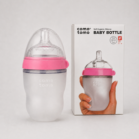 Антиколиковая бутылочка для кормления Comotomo Baby Bottle 250 мл, силиконовая бутылочка 3-6 мес, розовая