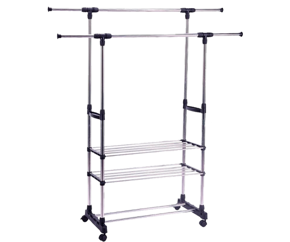 Вішалка для одягу Triple Stand Hanger подвійна телескопічна 3 полиці для взуття 160х80х38 см (Triple Stand Hanger_704) | Зображення 7