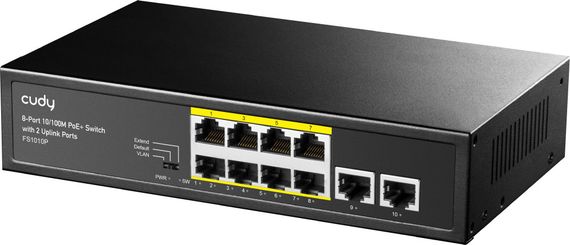 Комутатор Cudy FS1010P, 8 портовий 10/100M PoE+ Switch with 2 Uplink Ports 120W