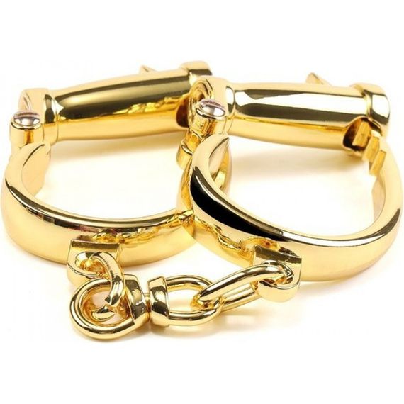 Наручники з коротким ланцюжком, металеві, золоті sexstyle | Зображення 4