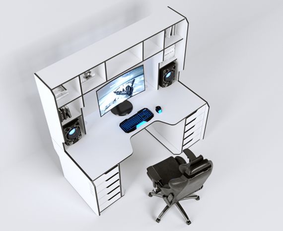 Геймерский стол ZEUS Viking-3L 180х92 белый | Зображення 6