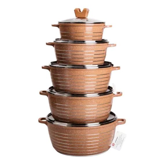 Набор из 5 хозяйственных кастрюль, 2,5-9 литров, толстое дно, алюминий MGC HP-4-411CH | Зображення 1