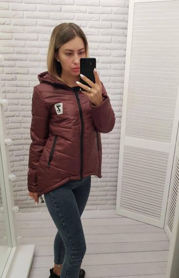 Жіноча демісезонна куртка з емблемою, арт.210/7, бордо | Зображення 7
