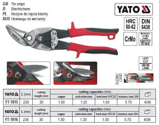 Ножницы по металлу YATO Польша левые l=235 мм YT-1915