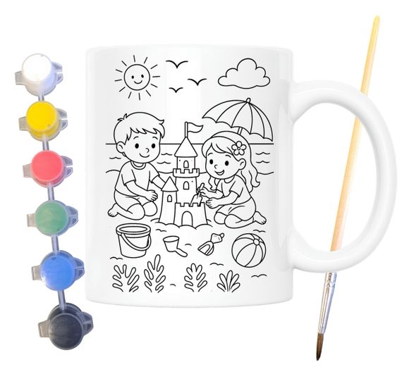 Набір для творчості кружка розмальовка Пісочний замок 330 мл біла (КР0161) | Зображення 1