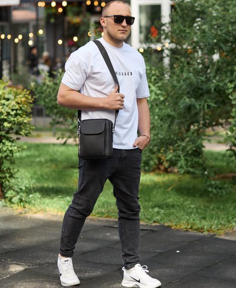 Чоловіча шкіряна сумка-барсетка через плече чорна Bexhill BX-36256 | Зображення 9