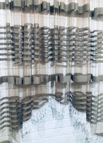 Тюль короткий арка фатін на кухню/балкон коричневий 160х300 см