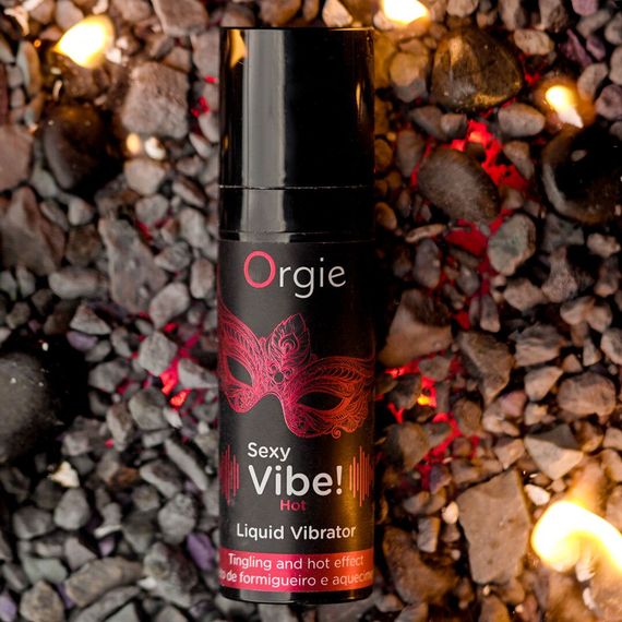 Рідкий вібратор Orgie Sexy Vibe! Hot, 15 мл, зігрівальний, дуже потужний, зі смаком полуниці | Зображення 3