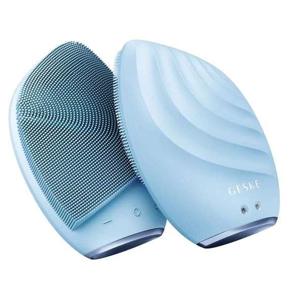 Электронная ультразвуковая щетка для лица GESKE Sonic Facial Brush 5в1 gray, Голубой | Зображення 5