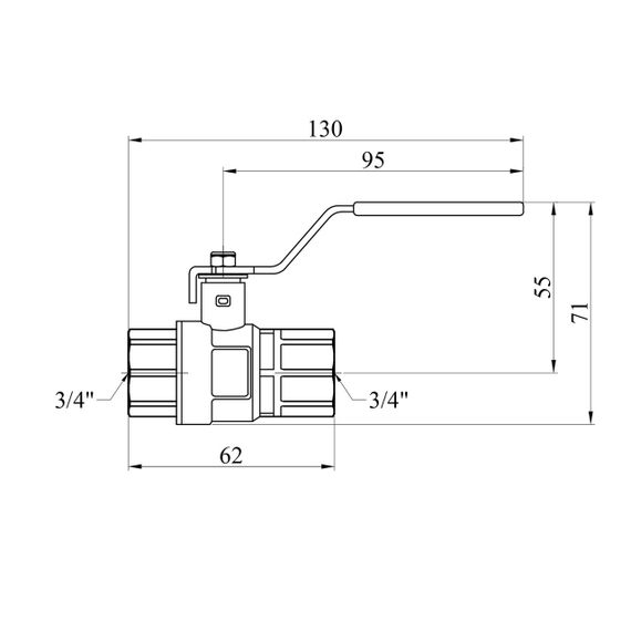 Кран кульовий Kroner 3/4" ВВ PN40 ручка, нікельований | Зображення 1