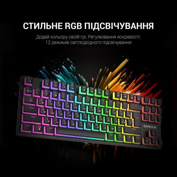 Клавіатура GamePro MK80R Red Switch RGB USB Black (MK80R) | Зображення 9