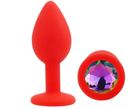 Силіконова анальна пробка EGZO - Silicone Red Round Plug Rainbow, size S Sex Aura | Зображення 1