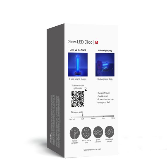 Светящийся дилдо Strap-On-Me Glow-LED Dildo Purple - M | Зображення 3