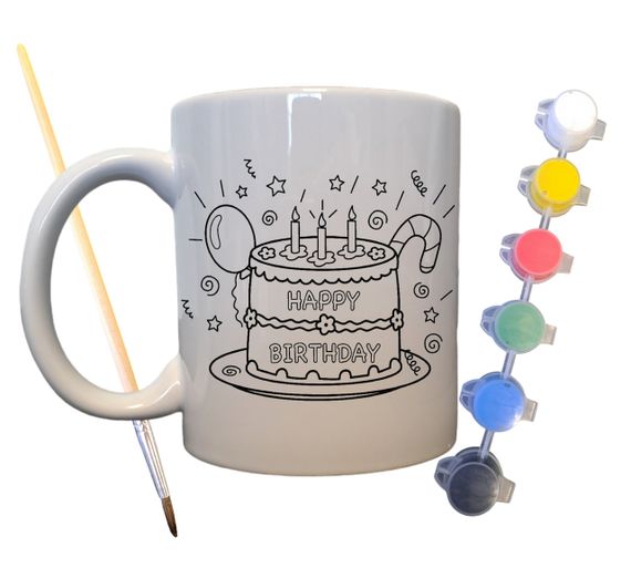Набір для творчості кружка розмальовка На День народження 330 мл біла (КР0063) | Зображення 1