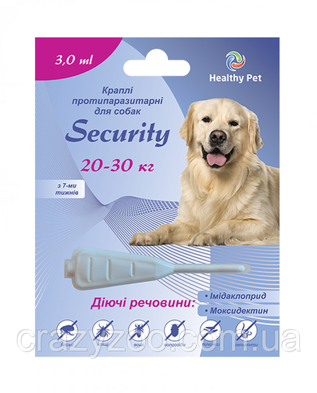 Капли против внешних и внутренних паразитов для собак Healthy Pet Security от 20 до 30 кг 209165