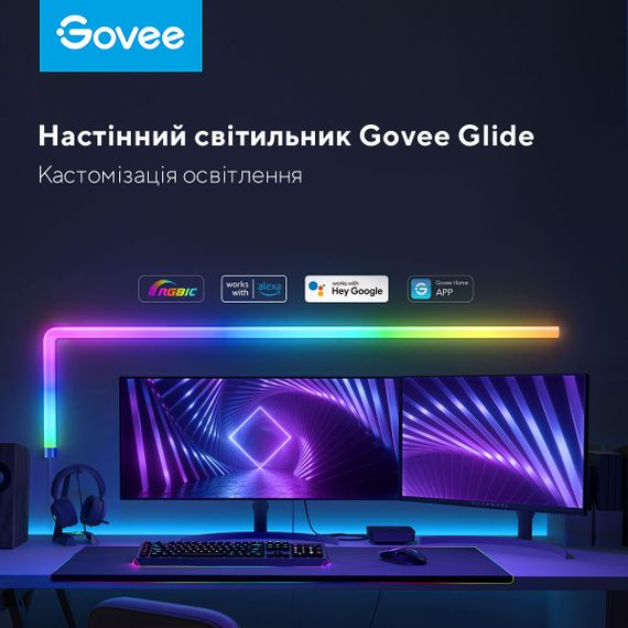 Набір настінних світильників Govee  H6062 Glide RGBIC Wall Light (6+1) RGB (B6062301) | Зображення 4