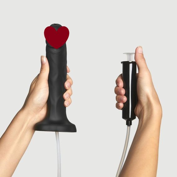 Фалоімітатор, що кінчає Strap-On-Me Squirting Cum Dildo Realistic Black, діам. 3,5 см, силікон Sex Aura