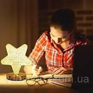 Нічник світильник 3 режими настільна кришталева лампа у формі зірки Creatice Table Lamp | Зображення 2