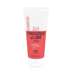 Масажний гель та лубрикант HOT Massage & Glide Gel 2in1 з ароматом полуниці, 200 мл Sex Aura