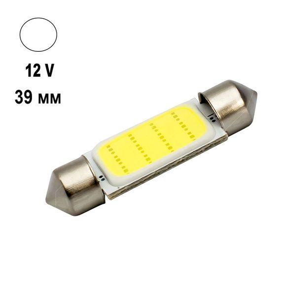 Автолампа Terra Festoon, цоколь SV8.5-8, COB, 39мм, белый, 12V
