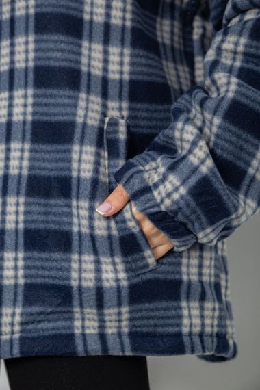 Кофта-сорочка на блискавці утеплена, колір бежево-синій, 244R2210 | Зображення 5