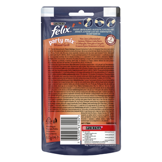 Ласощі Purina Felix Party Mix для дорослих котів, гриль мікс 60г | Зображення 1