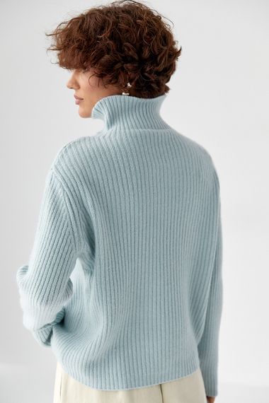 В'язаний гольф у рубчик - блакитний цвет, ONE SIZE (є розміри) | Зображення 1