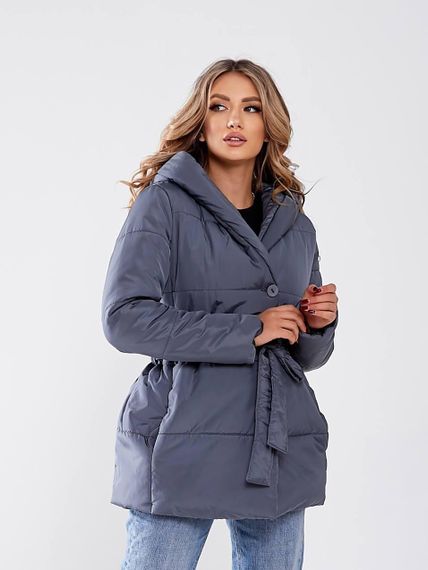 Жіноча зимова куртка з поясом, арт. 505, графіт | Зображення 5