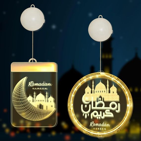 Декоративний LED світильник Ramadan, підвісна лампа Рамадан з батарейним живленням 2 шт, прикраса на вікно