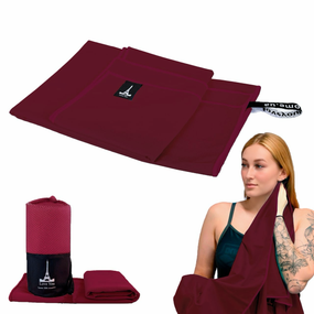 Спортивное полотенце Love You 70х140 из микрофибры Бордо