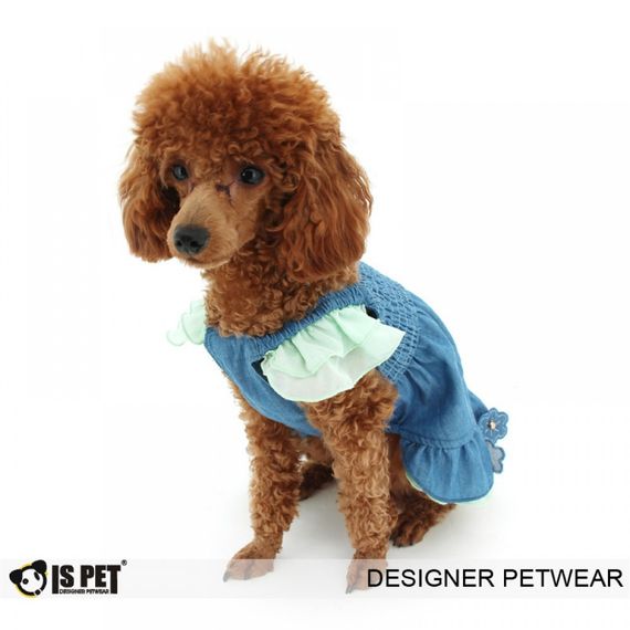 Платье джинсовое для собак Is Pet "Цветочки" бирюзовый | Зображення 1