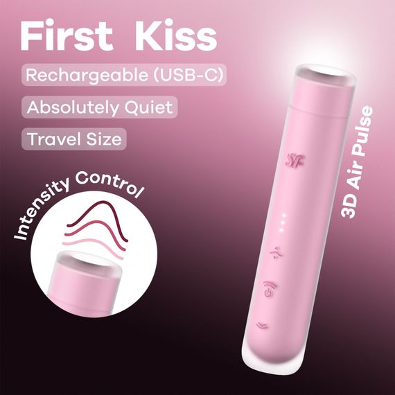 Вакуумний стимулятор Satisfyer First Kiss, технологія 3D Air Pulse, 30 режимів, подвійний силікон | Зображення 5