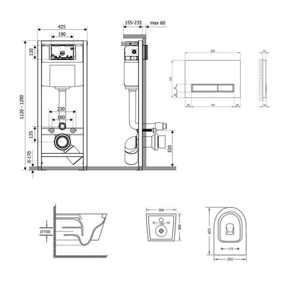 Готове рішення Qtap для ванної кімнати: підвісний унітаз Swan Ultra Quiet 485x360x320 + комплект інсталяції Nest 4 в 1 | Зображення 1