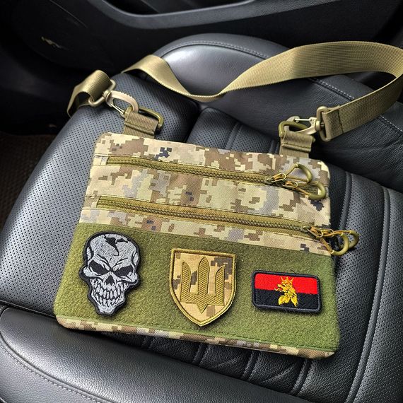 Нагрудна чоловіча сумка тактична тканинна, Тактичний рюкзак ВСУ, Сумка через плече військова | Зображення 7