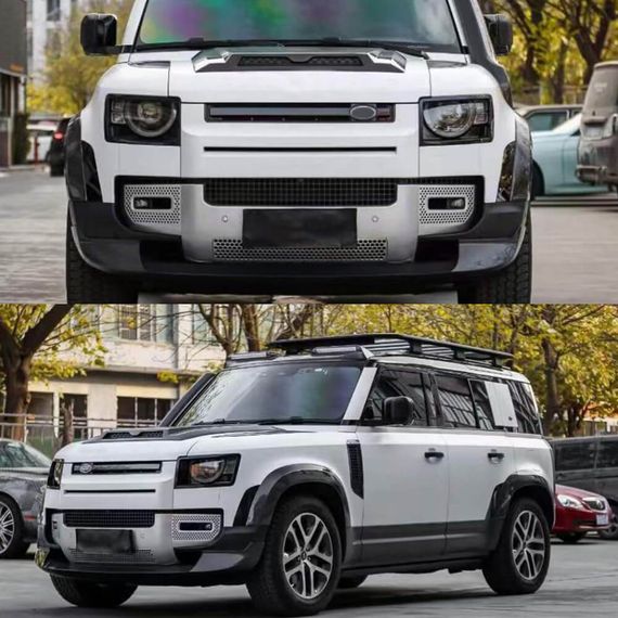 Накладка на передній бампер Lip (Карбон) для Land Rover Defender 2019- рр | Зображення 1