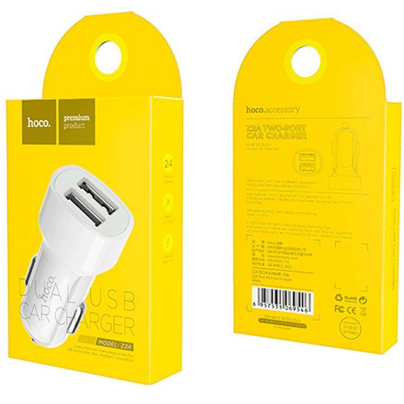 Автомобильное зарядное устройство Hoco Z2A (2USB 2.4A) | Зображення 3