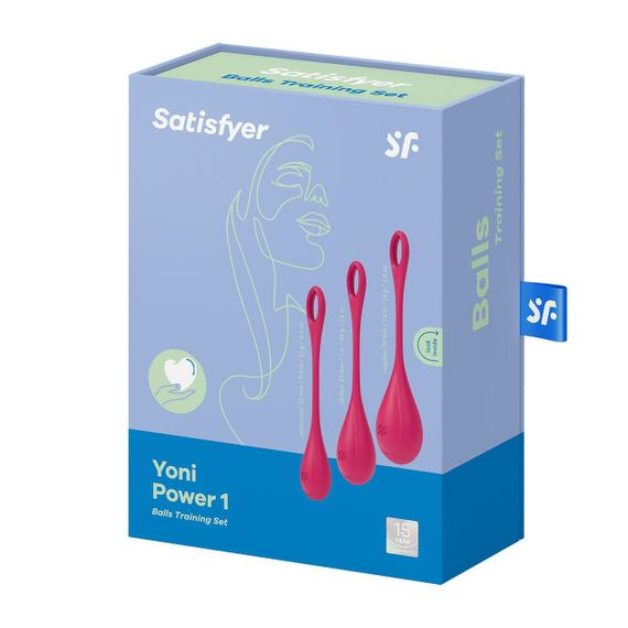 Набір йоні намистин Satisfyer Yoni Power 1 Red, діаметр 2-2,5-3см, вага 22-46-74гр Sex Aura | Зображення 4