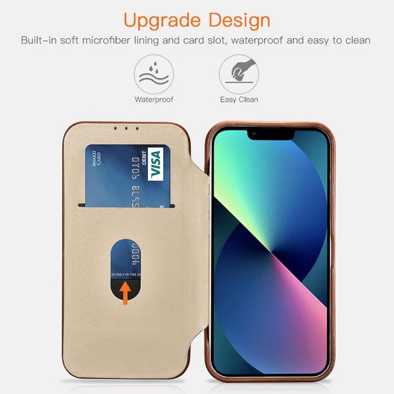 Чохол шкіряний ICARER для iPhone 14,вінтажний шкіряний фліп-чохол із відділенням для карток, магнітний фліп-чохол, с | Зображення 5