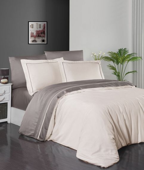 Постільна білизна First Choice Deluxe Satin 200 х 220 см Serenity Ivory Mink