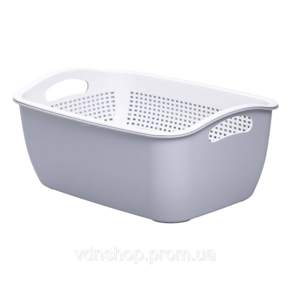 Кошик-друшлак 2 в 1 для миття овочів, фруктів і зелені 32×23×13 (см) Сірий HP-45-5G