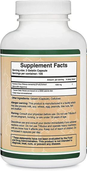 Трибулус террестріс Double Wood Tribulus Terrestris 1000 mg (95% Saponins), 210 capsules | Зображення 1