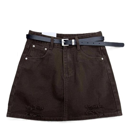 Шорты-юбка женская джинсовая 20951 L шоколадная | Зображення 1