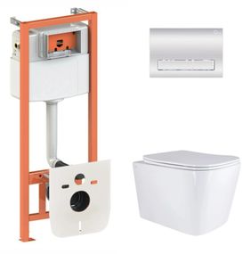 Набір Qtap Nest 4 в 1 підвісний унітаз Tern Ultra Quiet 525x345x360 + комплект інсталяції QT17332303AW47510