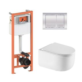 Готове рішення Qtap для ванної кімнати: підвісний унітаз Taurus Ultra Quiet 485×360×350 + комплект інсталяції Nest 4 в 1